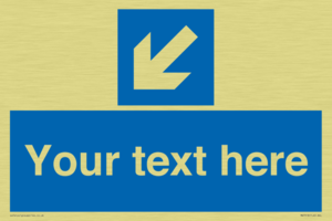 Custom Directional signage blue down left arrow 